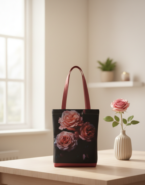 Látková dárková taška - dáma a víno (1)