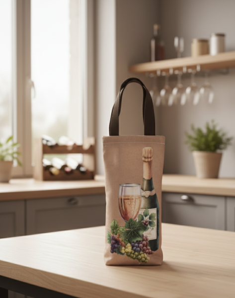 Látková dárková taška na láhev - alkohol jedině z rukou lékaře (1)