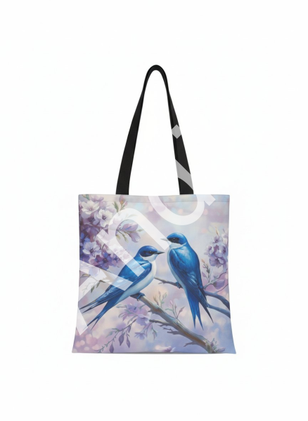 Velká nákupní taška pře rameno - modré kvítky (1)
