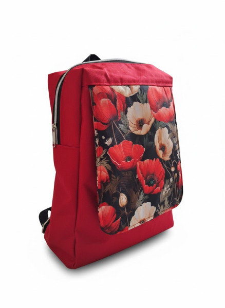 Designový nepromokavý batoh – Rozkvetlé vlčí máky (1)