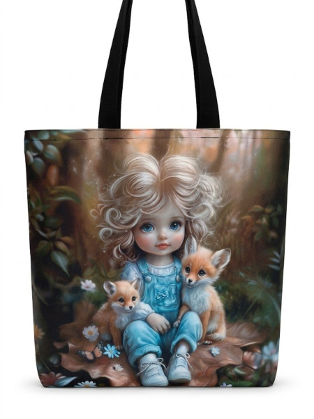 Designová nepromokavá taška „V objetí lišek“ – 46x41 cm (1)