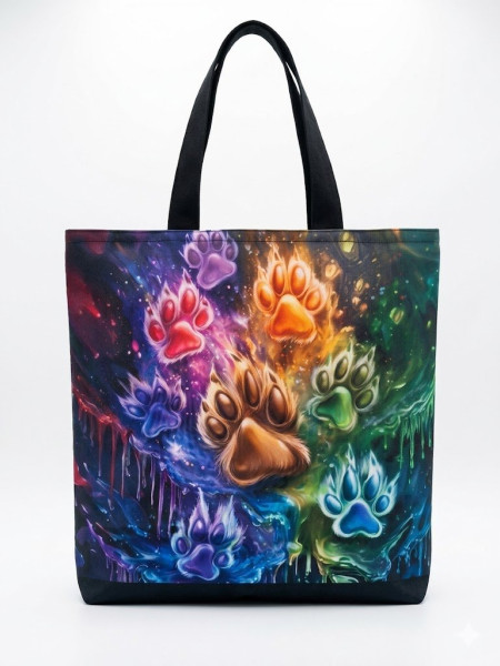 Velká nepromokavá taška „Barevné tlapky“ – 46x41 cm (1)