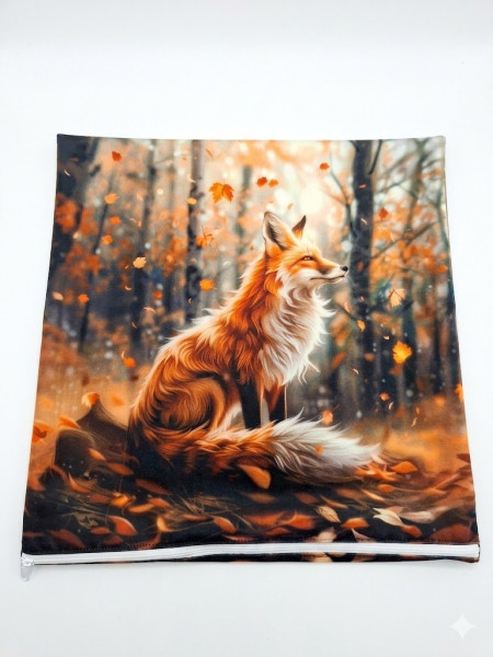 Luxusní velurový povlak na polštář Podzimní liška – 40x40 cm (1)