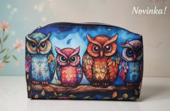 Malá kosmetická taška na zip - sovy