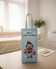 Látková dárková taška na láhev - alkohol jedině z rukou lékaře