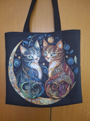 Velká nákupní taška pře rameno - kočky