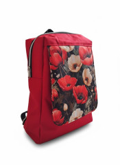 Designový nepromokavý batoh – Rozkvetlé vlčí máky (1)