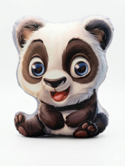 3D tvarovaný polštář „Veselá Panda“ – hebký velur, výška 38 cm