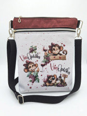 Veselá crossbody kabelka VinOpička (kočárkovina) – 32x27 cm