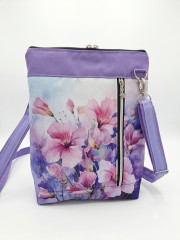 Dámská crossbody kabelka – Akvarelové květiny a hvězdičky (33 × 29 cm) (2)